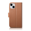 iCarer Wallet Case 2in1 nahast kaanega ümbris iPhone 14 Plus jaoks, Anti-RFID, pruun (WMI14220727-BN)