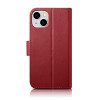 iCarer Wallet Case 2in1 nahast kaanega ümbris iPhone 14 Plus jaoks, Anti-RFID, punane (WMI14220727-RD)