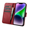iCarer Wallet Case 2in1 nahast kaanega ümbris iPhone 14 Plus jaoks, Anti-RFID, punane (WMI14220727-RD)