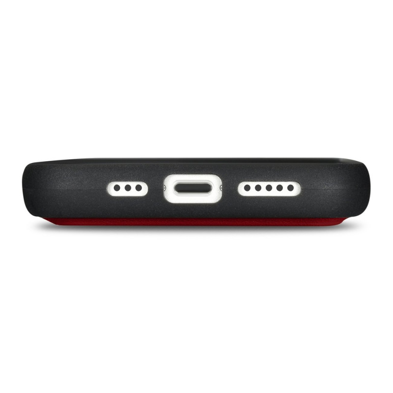 iCarer Wallet Case 2in1 nahast kaanega ümbris iPhone 14 Plus jaoks, Anti-RFID, punane (WMI14220727-RD)