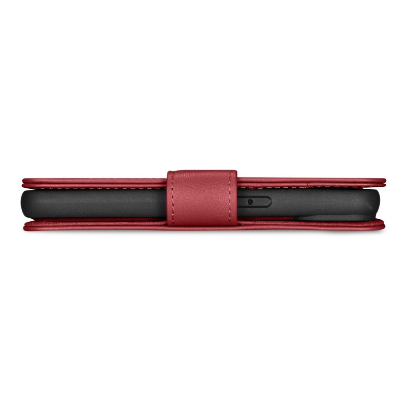 iCarer Wallet Case 2in1 nahast kaanega ümbris iPhone 14 Plus jaoks, Anti-RFID, punane (WMI14220727-RD)