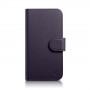 iCarer Wallet Case 2in1 nahast kaanega ümbris iPhone 14 Plus jaoks, Anti-RFID, tumelilla (WMI14220727-DP)