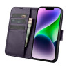 iCarer Wallet Case 2in1 nahast kaanega ümbris iPhone 14 Plus jaoks, Anti-RFID, tumelilla (WMI14220727-DP)