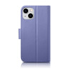 iCarer Wallet Case 2in1 nahast kaanega ümbris iPhone 14 Plus jaoks, Anti-RFID, helelilla (WMI14220727-LP)