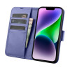 iCarer Wallet Case 2in1 nahast kaanega ümbris iPhone 14 Plus jaoks, Anti-RFID, helelilla (WMI14220727-LP)