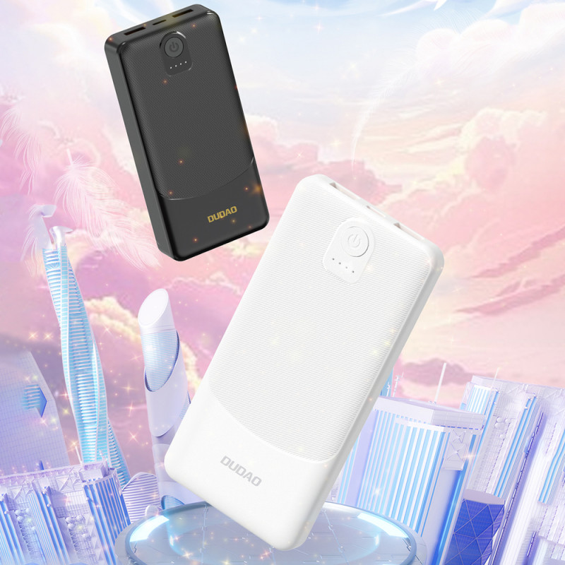 Dudao K10 10000 mAh akupank, 2 x USB-A, 2,4 A, valge