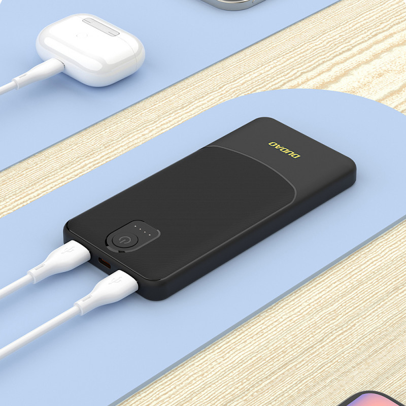 Dudao K10 10000 mAh akupank, 2 x USB-A, 2,4 A, valge