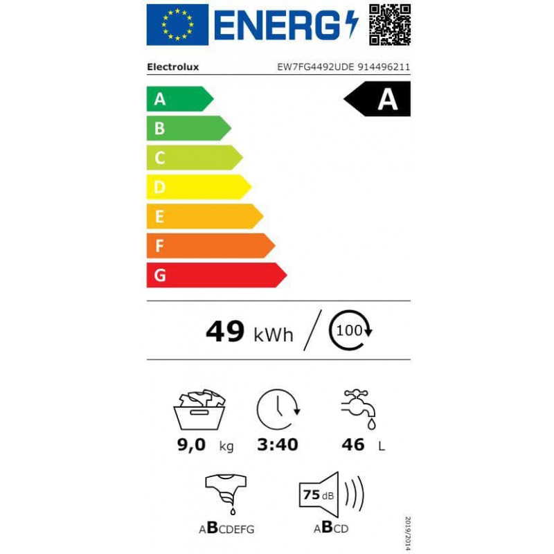 Electrolux EW7FG4492UDE eestlaetav pesumasin, 9 kg, must