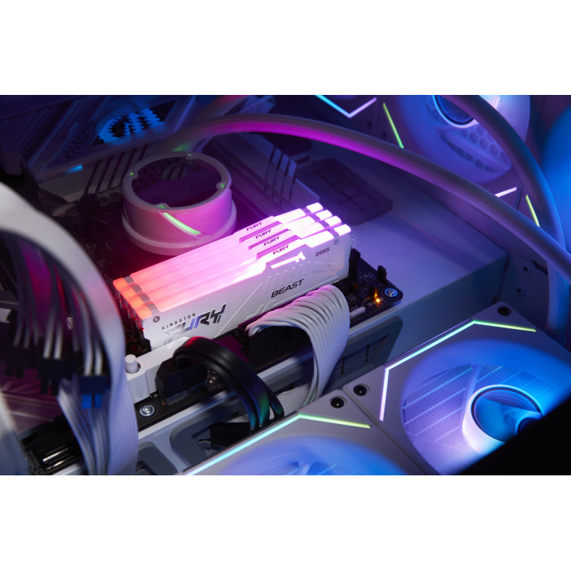 Kingston FURY Beast 16 GB DDR5-5600 CL40 DIMM mälumoodul, RGB, valge, KF556C40BWA-16