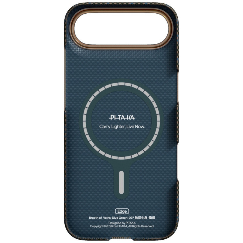 PITAKA Edge Case Breath of Veins ümbris Apple iPhone Air, dive green