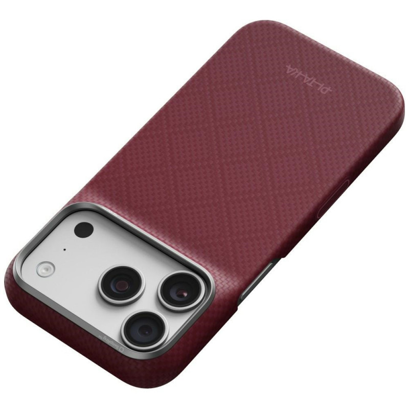 PITAKA Edge Case Argyle MagSafe ümbris Apple iPhone 18 Pro / 17 Pro jaoks, bordoopunane