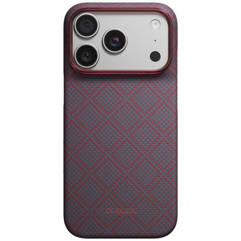 PITAKA Edge Case Argyle MagSafe ümbris Apple iPhone 18 Pro / 17 Pro jaoks, sinipunane