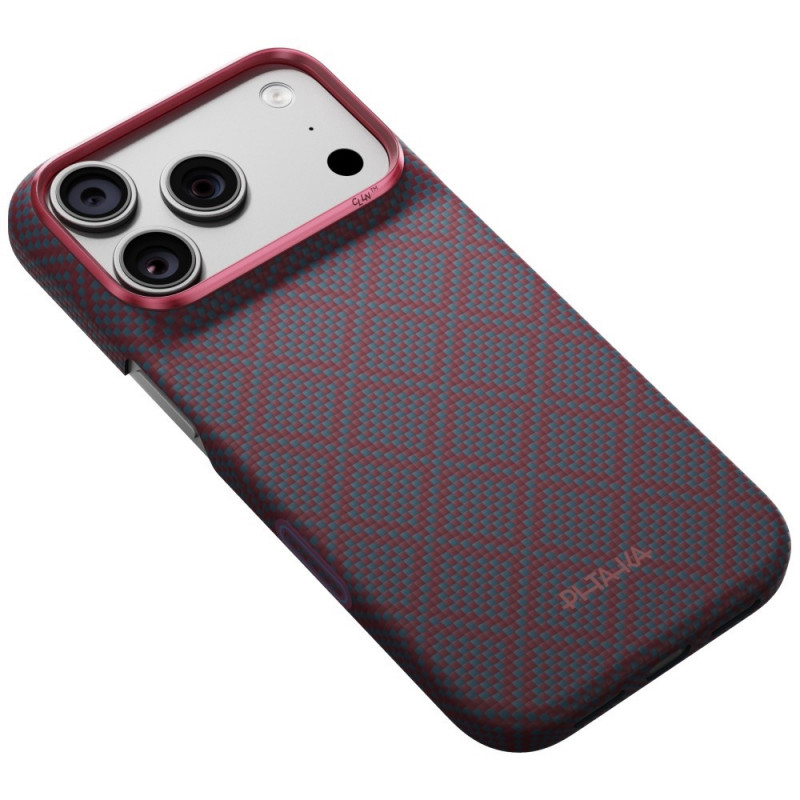 PITAKA Edge Case Argyle MagSafe ümbris Apple iPhone 18 Pro / 17 Pro jaoks, sinipunane