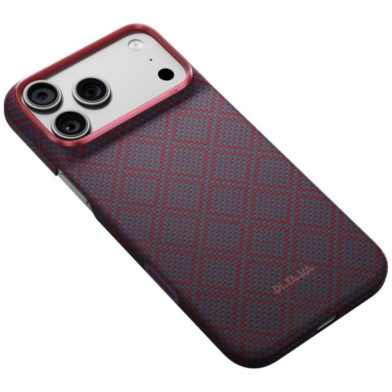 PITAKA Edge Case Argyle MagSafe ümbris Apple iPhone 18 Pro Max / 17 Pro Max jaoks, sinipunane