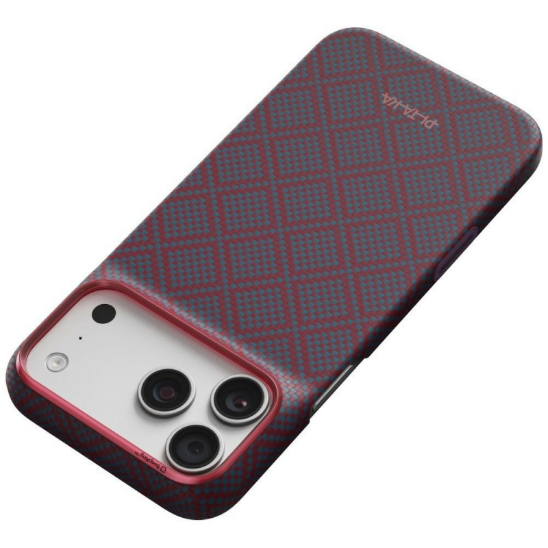 PITAKA Edge Case Argyle MagSafe ümbris Apple iPhone 18 Pro Max / 17 Pro Max jaoks, sinipunane