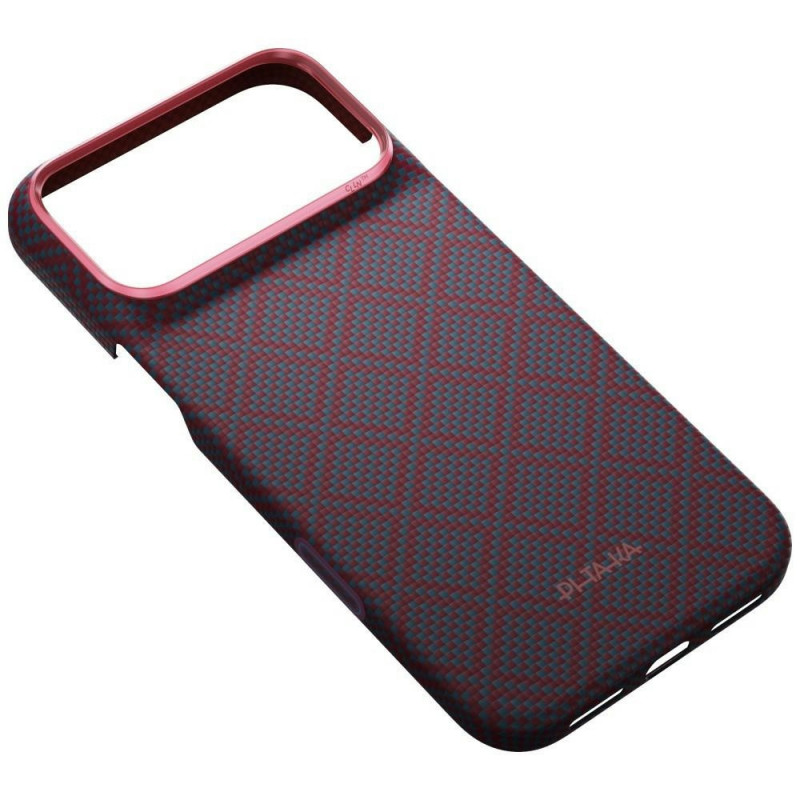 PITAKA Edge Case Argyle MagSafe ümbris Apple iPhone 18 Pro Max / 17 Pro Max jaoks, sinipunane