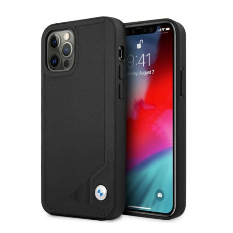 BMW BMHCP12LRCDPK Apple iPhone 12 Pro Max kõvakate Leather Deboss, must
