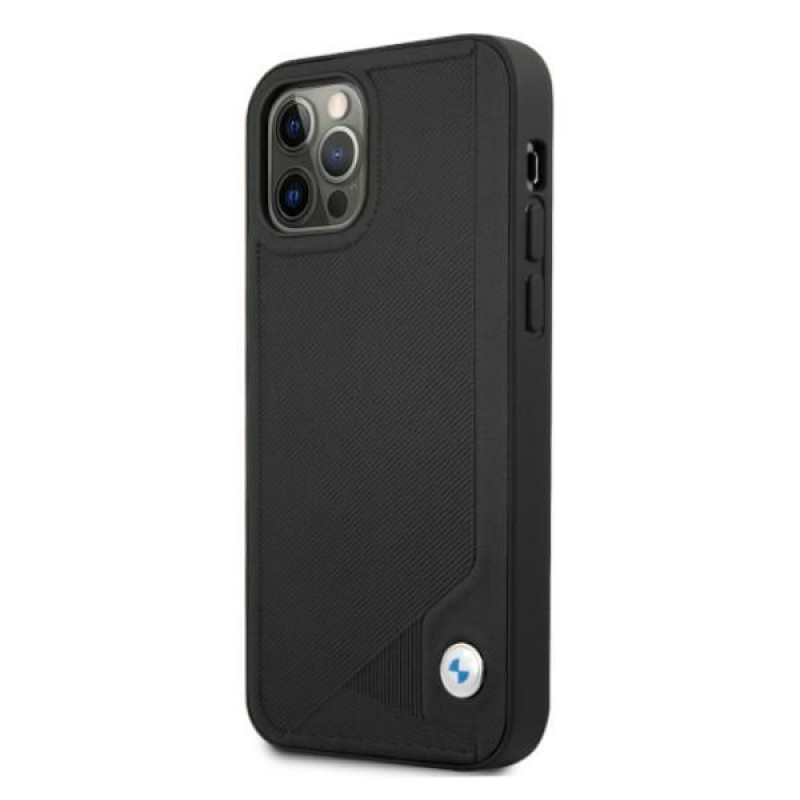BMW BMHCP12LRCDPK Apple iPhone 12 Pro Max kõvakate Leather Deboss, must