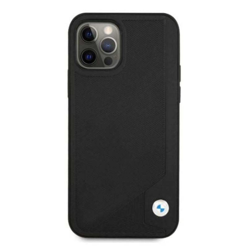 BMW BMHCP12MRCDPK Apple iPhone 12 / 12 Pro kõvakate Leather Deboss, must