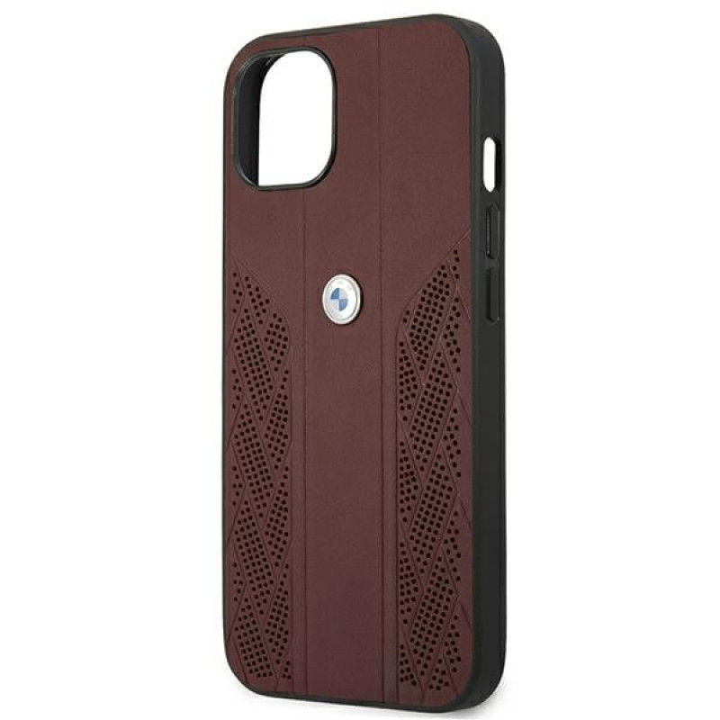 BMW BMHCP13SRSPPR Apple iPhone 13 mini hardcase Leather Curve Perforate, punane