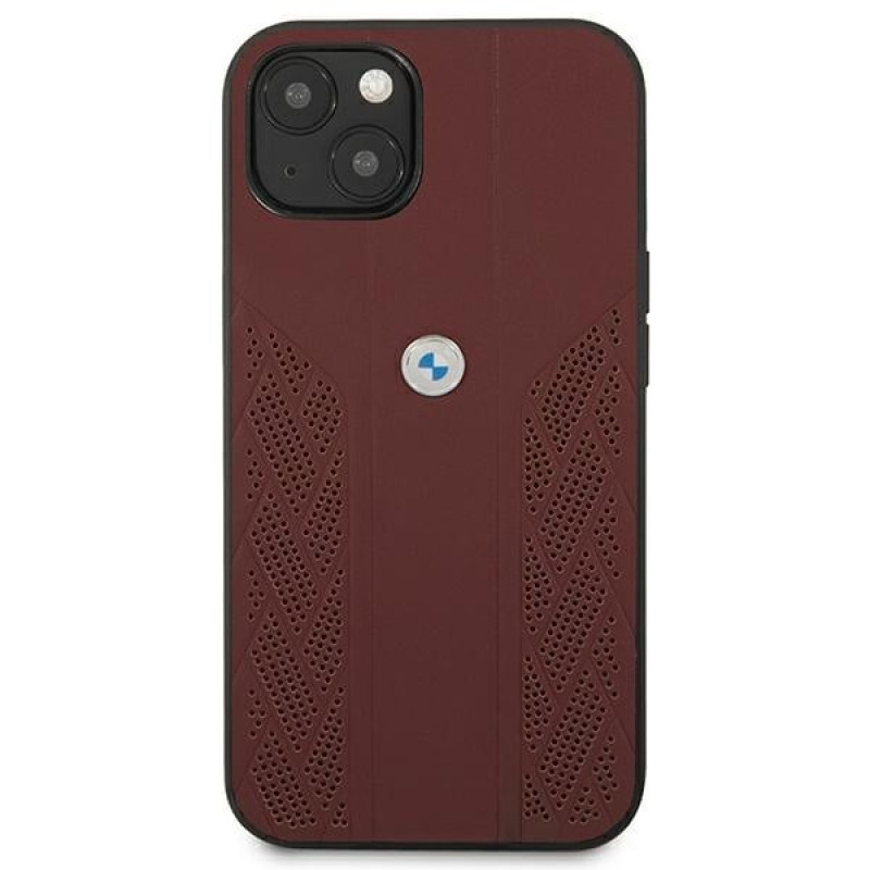 BMW BMHCP13MRSPPR Apple iPhone 13 hardcase Leather Curve Perforate, punane
