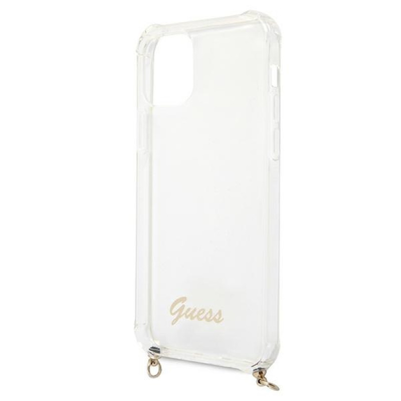 Guess GUHCP12MKC4GSGO Apple iPhone 12 / 12 Pro hardcase 4G Gold Chain, läbipaistev