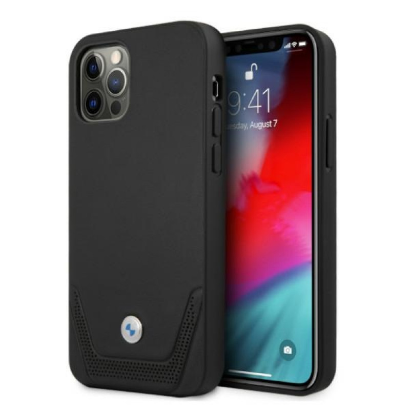 BMW BMHCP12MRSWPK Apple iPhone 12 / 12 Pro kõvakate Leather Perforate, must