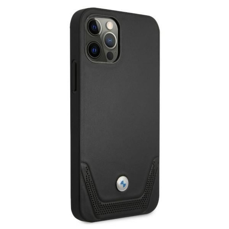 BMW BMHCP12MRSWPK Apple iPhone 12 / 12 Pro kõvakate Leather Perforate, must