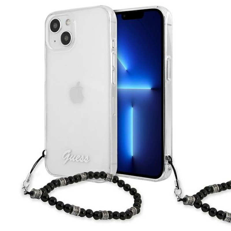 Guess GUHCP13SKPSBK Apple iPhone 13 mini hardcase Black Pearl, läbipaistev
