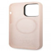 Guess Silicone Metal Logo MagSafe ühilduv ümbris Apple iPhone 14 Pro jaoks, roosa