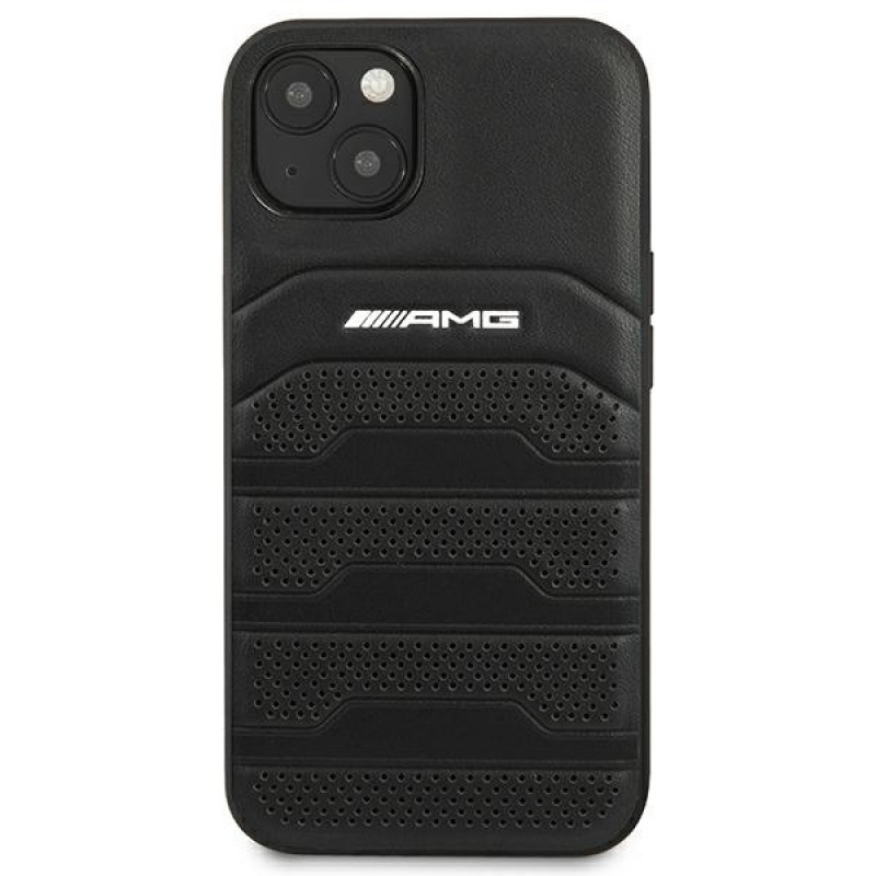 Mercedes-AMG AMHCP14MGSEBK Apple iPhone 14 Plus / 15 Plus kõvakate, Leather Debossed Lines, must