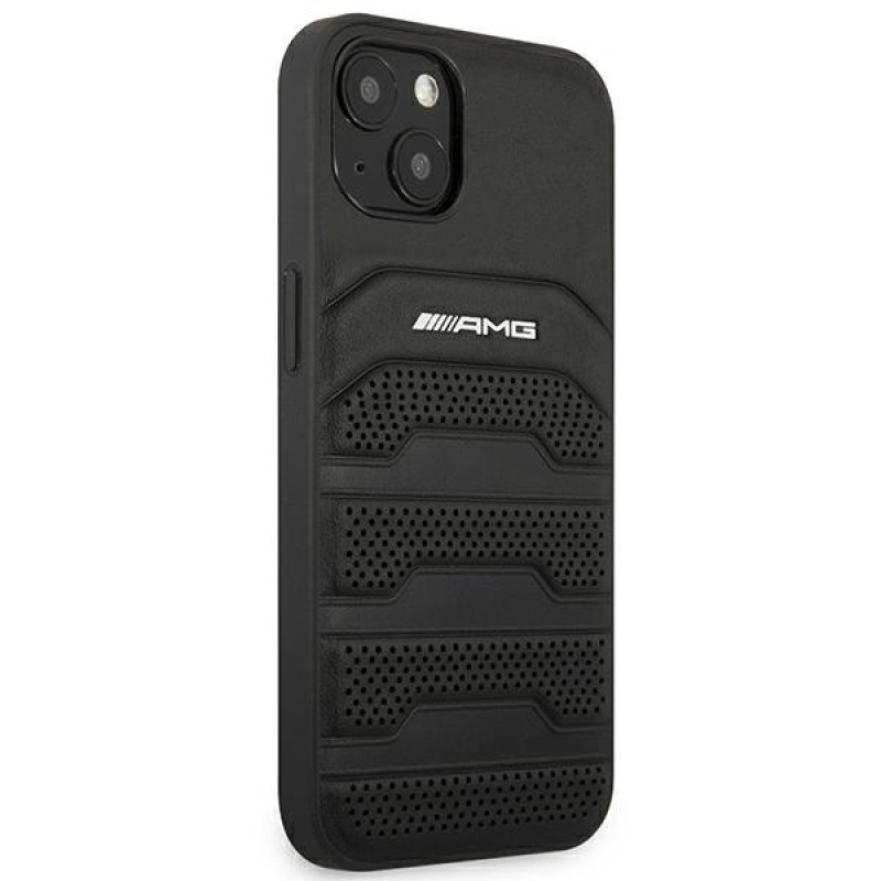 Mercedes-AMG AMHCP14MGSEBK Apple iPhone 14 Plus / 15 Plus kõvakate, Leather Debossed Lines, must