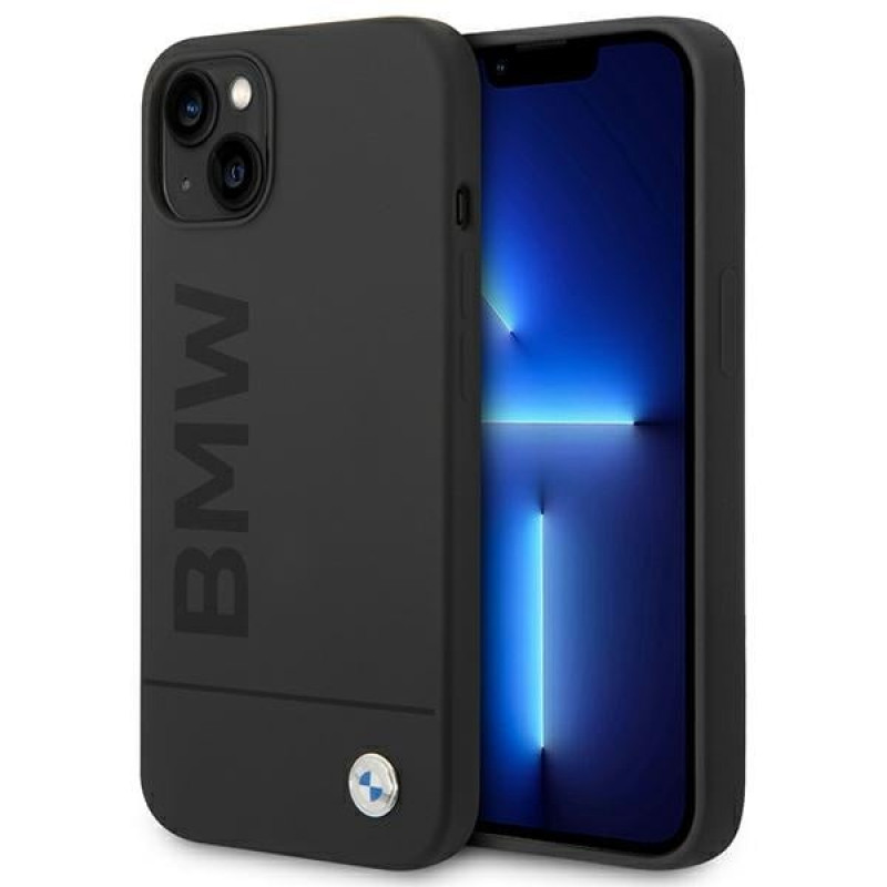 BMW BMHMP14MSLBLBK Apple iPhone 14 Plus / 15 Plus kõvakate, Silicone Signature Logo MagSafe, must