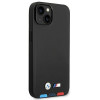 BMW BMHMP14M22PTDK Apple iPhone 14 Plus / 15 Plus ümbris, Leather Stamp Tricolor MagSafe, must