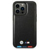 BMW BMHMP14X22PTDK Apple iPhone 14 Pro Max ümbris, Leather Stamp Tricolor MagSafe, must