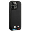 BMW BMHMP14X22PTDK Apple iPhone 14 Pro Max ümbris, Leather Stamp Tricolor MagSafe, must