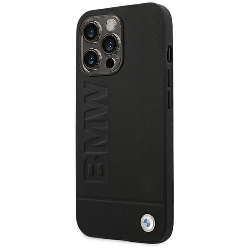 BMW BMHCP14LSLLBK Apple iPhone 14 Pro ümbris, Leather Stamp, must