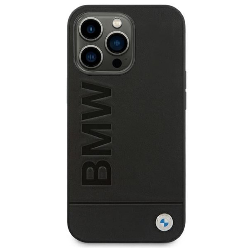 BMW BMHCP14LSLLBK Apple iPhone 14 Pro ümbris, Leather Stamp, must