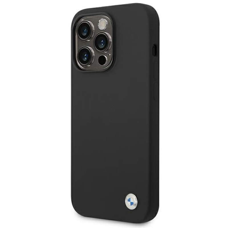 BMW BMHCP14XSILBK Silicone Metal Logo kõvakate Apple iPhone 14 Pro Max 6.7" jaoks, must