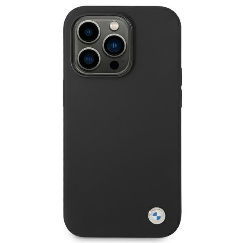 BMW BMHCP14XSILBK Silicone Metal Logo kõvakate Apple iPhone 14 Pro Max 6.7" jaoks, must