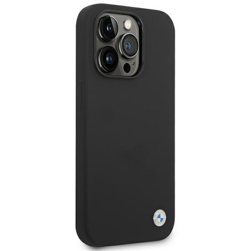 BMW BMHCP14XSILBK Silicone Metal Logo kõvakate Apple iPhone 14 Pro Max 6.7" jaoks, must