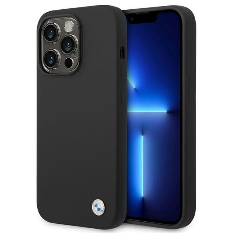 BMW BMHCP14LSILBK Apple iPhone 14 Pro ümbris, Silicone Metal Logo, must