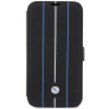 BMW BMBKP14L22RVSK Leather Stamp Blue Lines raamatukujuline ümbris Apple iPhone 14 Pro 6.1" jaoks, must