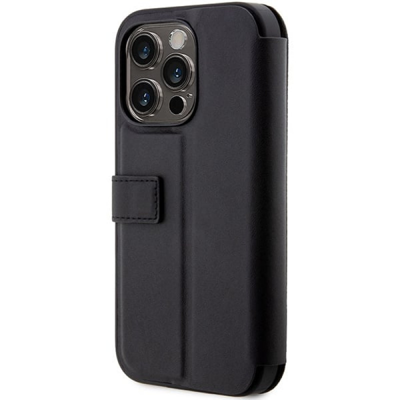BMW BMBKP14L22RVSK Leather Stamp Blue Lines raamatukujuline ümbris Apple iPhone 14 Pro 6.1" jaoks, must