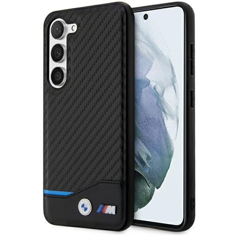 BMW BMHCS23M22NBCK Leather Carbon kõvakate Samsung Galaxy S23+ (S916) jaoks, must