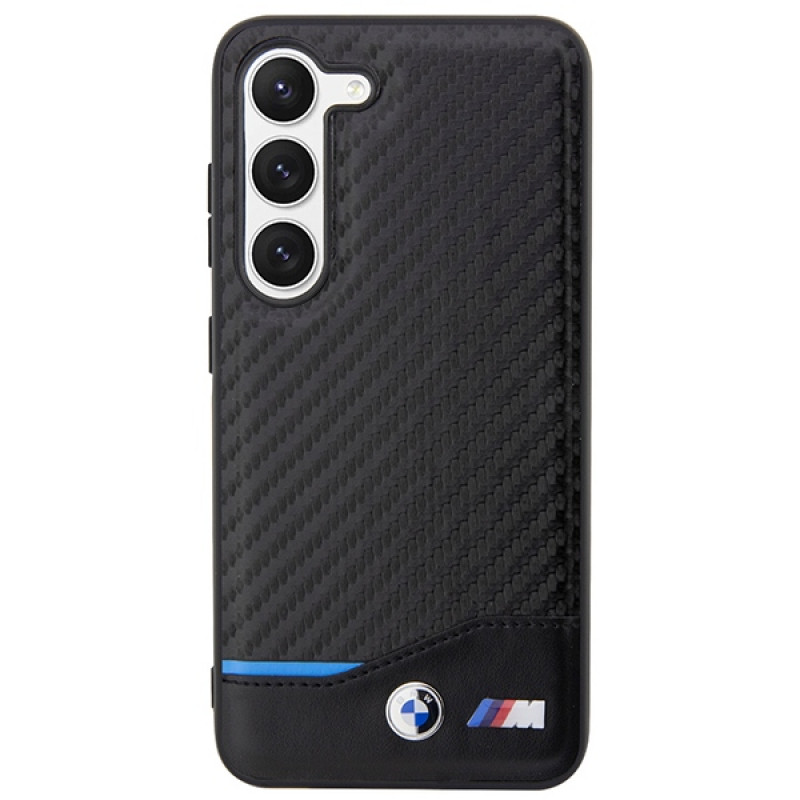 BMW BMHCS23M22NBCK Leather Carbon kõvakate Samsung Galaxy S23+ (S916) jaoks, must