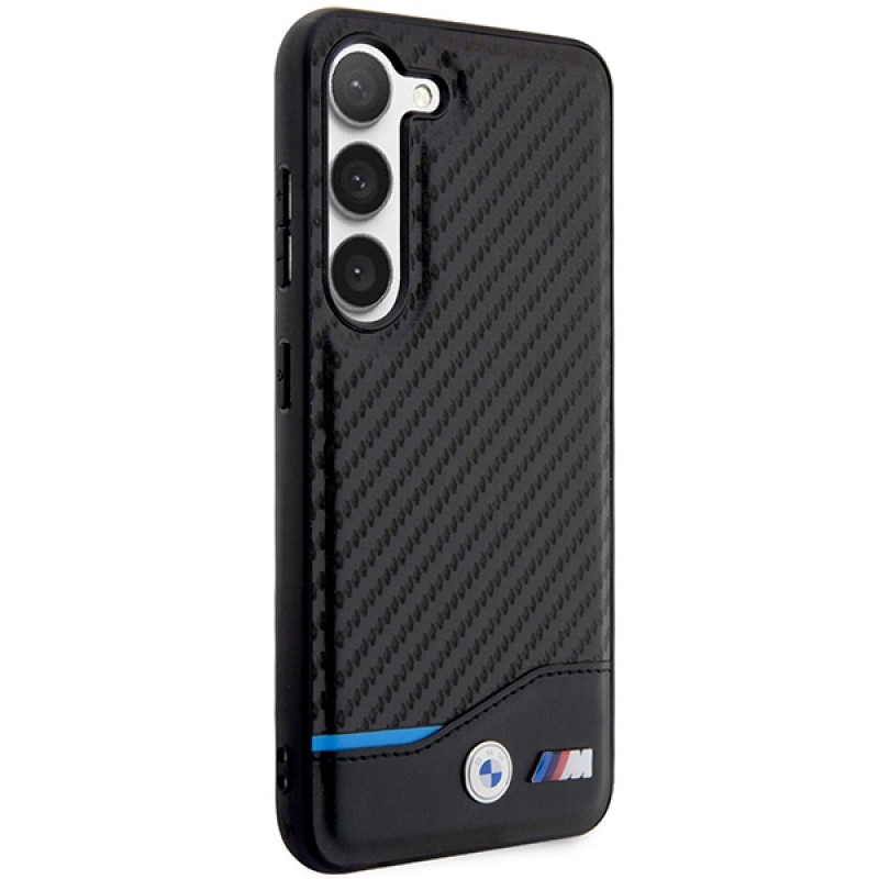 BMW BMHCS23M22NBCK Leather Carbon kõvakate Samsung Galaxy S23+ (S916) jaoks, must