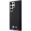 BMW BMHCS23L22PTDK Leather Stamp Tricolor kõvakate Samsung Galaxy S23 Ultra (S918) jaoks, must