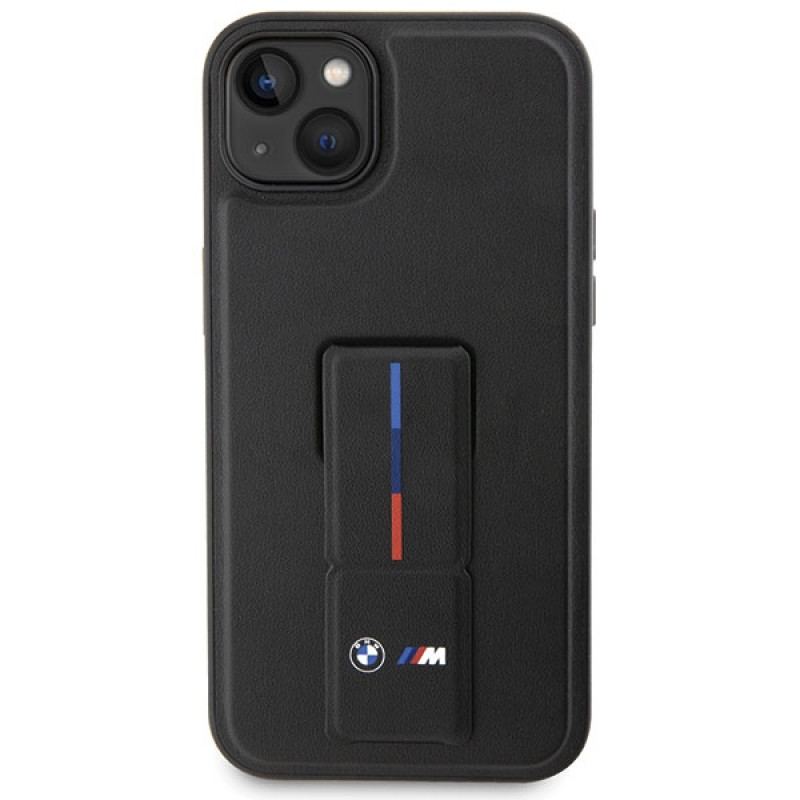 BMW Grip Stand Hot Stamp ümbris Apple iPhone 14 / 15 / 13 jaoks, must