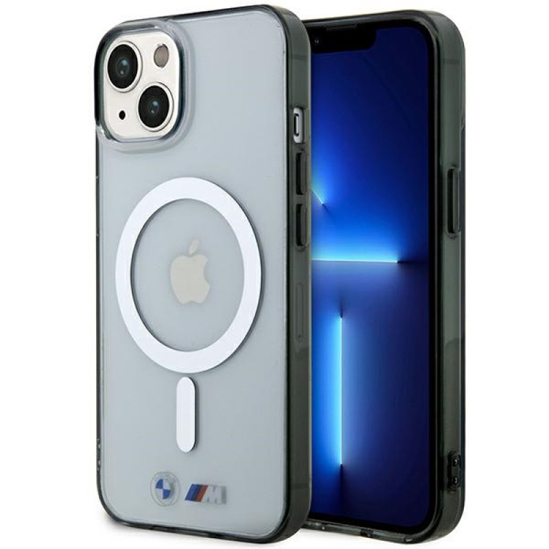 BMW BMHMP14MHCRS Silver Ring MagSafe kõvakate Apple iPhone 14 Plus / 15 Plus, läbipaistev